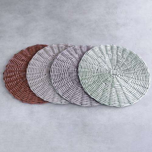 Vida Brown Faux Wicker Placemats Set of 4 - Placemat Detail | Bone & Brass