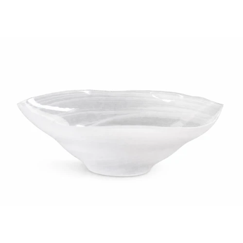 White Alabaster Wave Extra Large Bowl | Bone & Brass