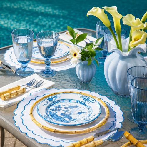 VIDA Faenza 9" Salad Plate Set of 4 White and Blue, view 2