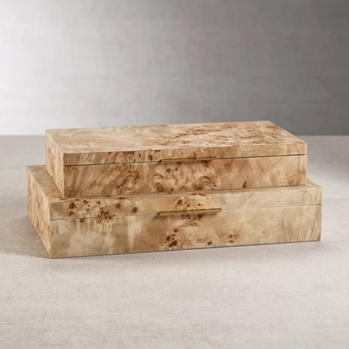 Bogor Burlwood Veneer Decorative Box - Box Detail | Bone & Brass