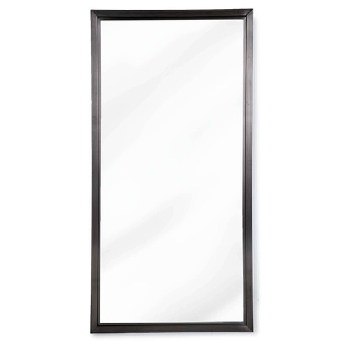 Tall rectangle mirror with a subtle blackened steel frame and minimalist design.