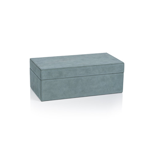 Carpi Slate Blue Suede Decorative Box | Bone & Brass