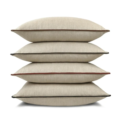Ghent Taupe Throw Pillow, Ivory Trim - Pillow Detail | Bone & Brass