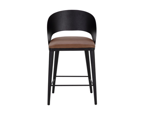 Dezirae Black - Cognac Leather Counter Stool