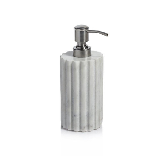 Calabria White Scalloped Marble Soap Dispenser | Bone & Brass