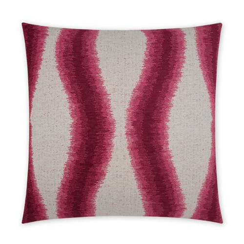 Dollande Fuschia 24" throw pillow with wavy pink and white striped pattern, seamless zippered cover.