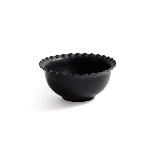 Montecito Black Ruffled Rim Ceramic Dinner Bowl | Bone & Brass