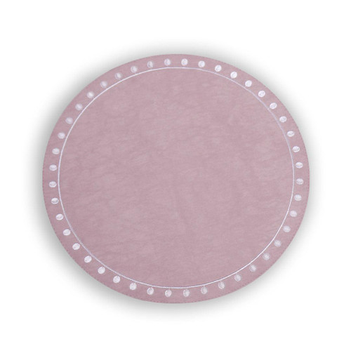 Pink & White Round Embroidered Dots Placemats Set of 4 | Bone & Brass