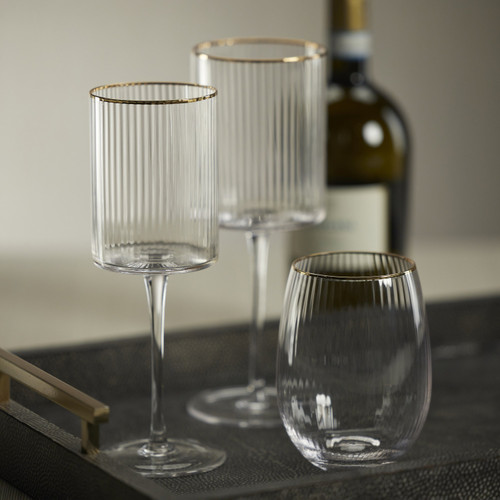Orion White Wine Glasses Gold Rim, Set 4 - Glass Detail | Bone & Brass