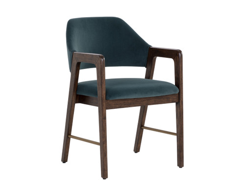 Milton Dining Smoke Acacia - Meg Dusty Teal Armchair