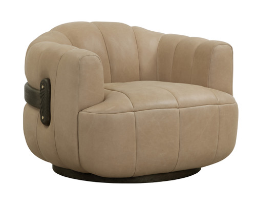 Tadeo Swivel Dark Brown - Sahara Sand Leather Armchair