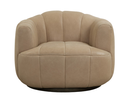 Tadeo Swivel Dark Brown - Sahara Sand Leather Armchair