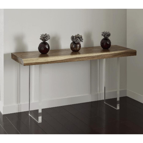 Floating Small Natural Console Table - Table Side View | Bone & Brass