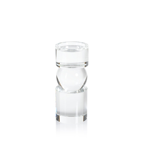 Renoir 9.5-Inch Tall Clear Crystal Pillar Candle Holder | Bone & Brass