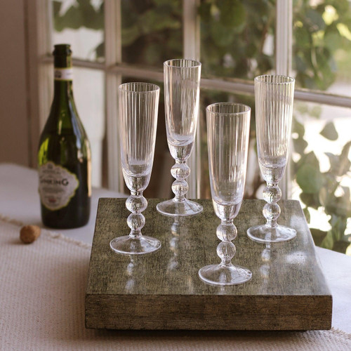 Clear Glass Venice Champagne Flute Set of 4 - Glass Detail | Bone & Brass