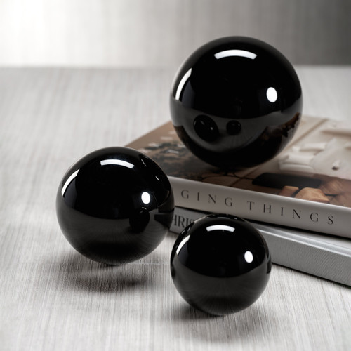 Noir Crystal Glass Decorative Balls - Detail View | Bone & Brass
