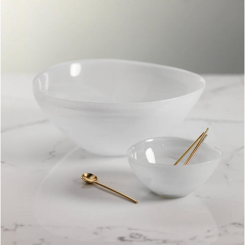 Monte Carlo Small White Alabaster Glass Bowls, Set of 6 - Bowl Detail | Bone & Brass