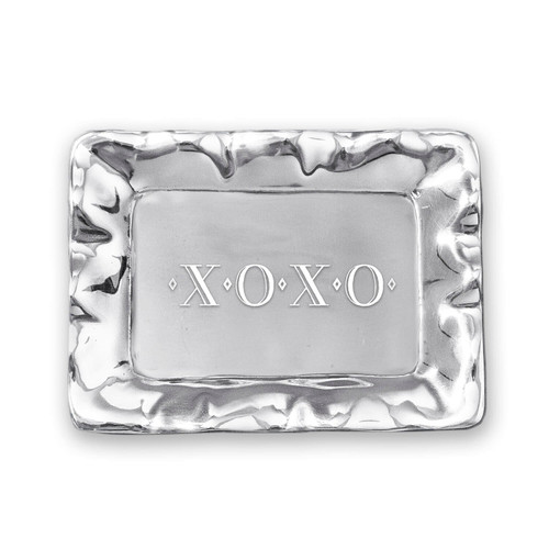 Silver XOXO Engraved Rectangular Decorative Tray | Bone & Brass