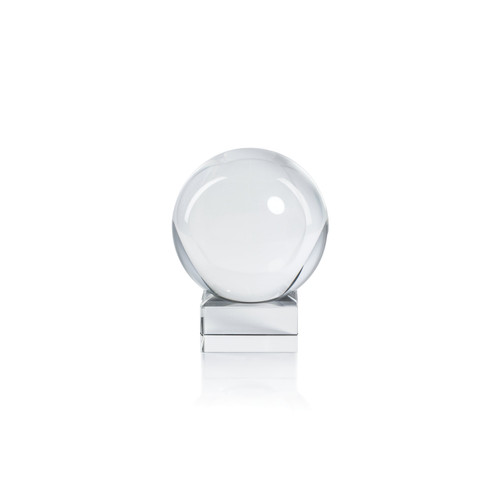 Serenity Decorative Crystal Glass Orb on Base - Alternate View | Bone & Brass