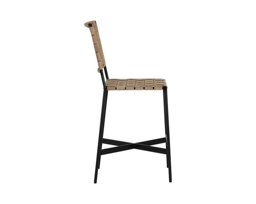 Omari Suede Light Tan Leather Counter Stool