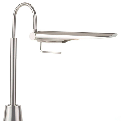 Raven Task Lamp in polished nickel with an adjustable, aerodynamic, bird-like shade.