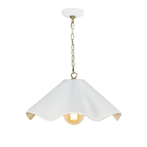 Marisol White Fluted Pendant Small | Bone & Brass