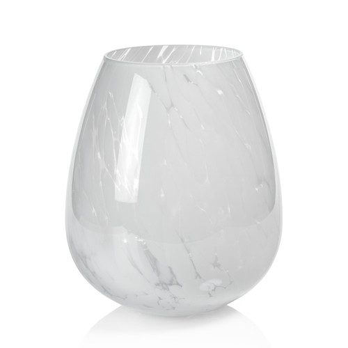 Laval White Confetti Glass Vase, Large | Bone & Brass