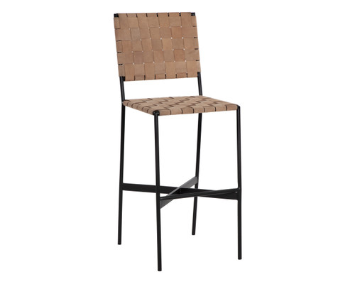 Omari Barstool Suede Light Tan Leather