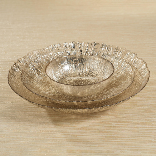 Luminara Golden Silver Fusion Glass Bowls, Set 4 - Bowl Detail | Bone & Brass