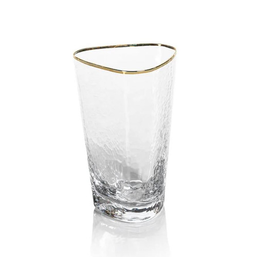 Kamarone Triangular Highball Glasses Gold Rim, Set 4 | Bone & Brass