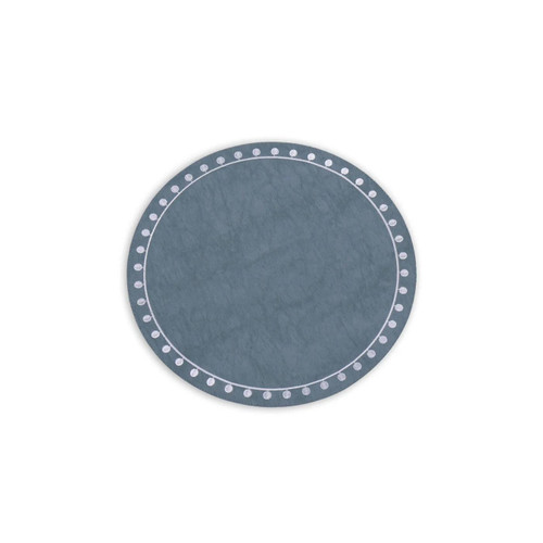 Vida Blue Round Embroidered Dots Placemats Set of 4 | Bone & Brass