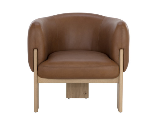Trine Rustic Oak - Vintage Camel Leather Lounge Chair