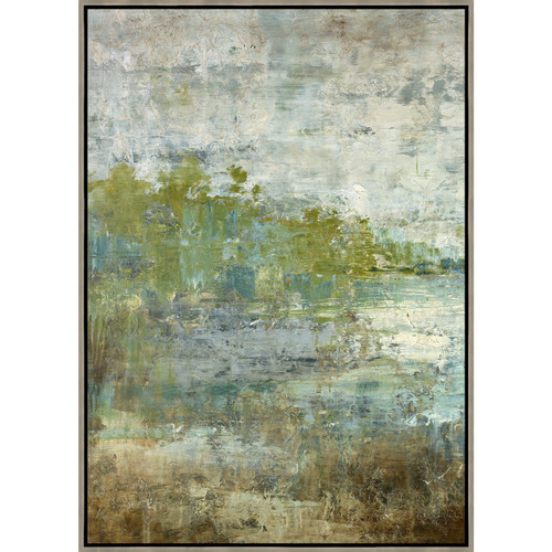 Abstract giclee painting with reflective calm, sophisticated tonal layering, and hand-applied gel finish texture.