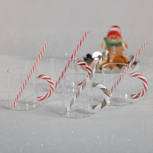Reusable Holiday Glass Straws, Set of 5 Assorted Colors - Glass Detail | Bone & Brass