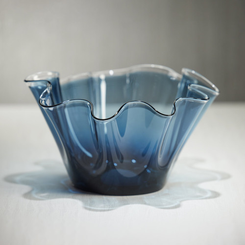 Royal Blue Glass Wave Decorative Bowl - Bowl Detail | Bone & Brass
