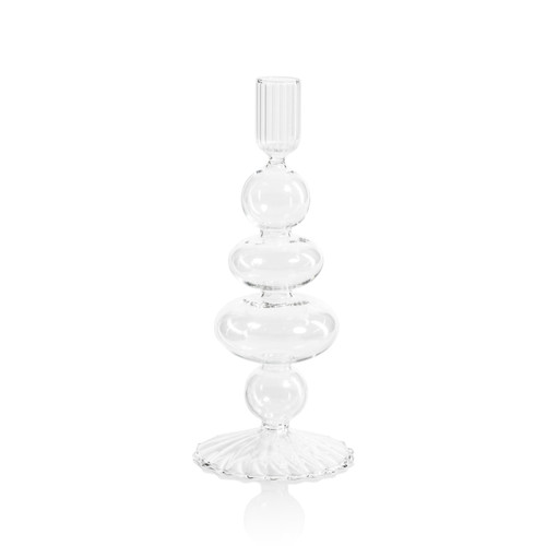 Tatum Glass Taper Candle Holders, Set 4 | Bone & Brass