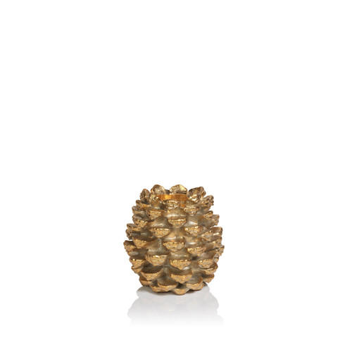 Keona Golden Pine Cone Pillar Candle Holder | Bone & Brass