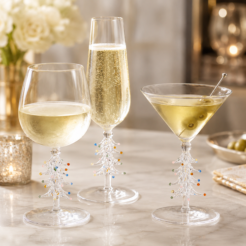 Treetop Cheers Wine Glasses - Holiday Stemware, Set of 4, view 2