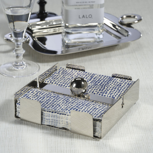 Bento Polished Nickel Cocktail Napkin Holder - Holder Detail | Bone & Brass