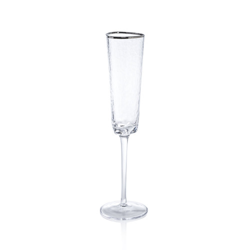 Apertivo Triangular Champagne Flutes Platinum Rim, Set 4 | Bone & Brass