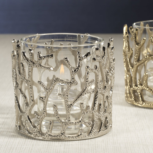 Coral Sea Nickel Hurricane w/ Glass Insert - Hurricane Detail | Bone & Brass