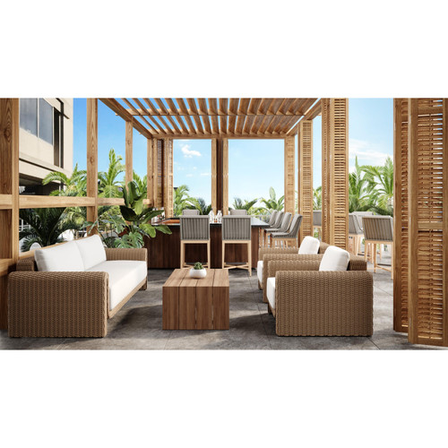 Tibi Natural  Handwoven Wicker Outdoor Sofa, view 2