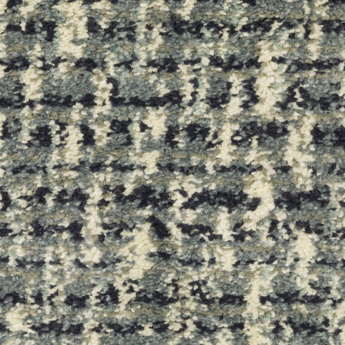 Seneca Blue & Ivory Casual Rug with dense, high-pile polypropylene texture and modern organic geometric design.