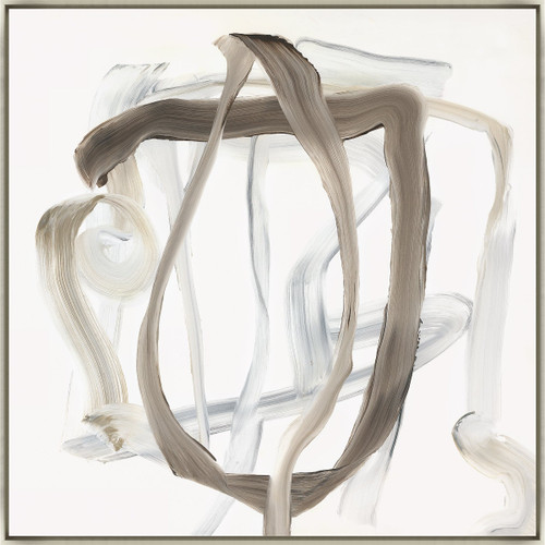 Whirl Giclee Painting by Barclay Butera, abstract art with hand-embellished silver acrylic paint on canvas.