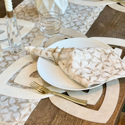 Gold Floating Pearl Napkin Ring, Set 4 - Ring Detail | Bone & Brass