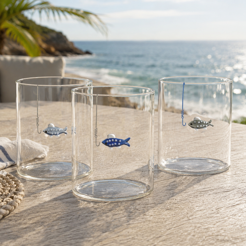 Tidal Sip Glass Tumblers, 3-Piece Assorted Set, view 2