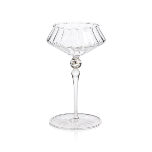 Odum Shadow Gray Fluted Coupe Glasses, Set of 4 | Bone & Brass