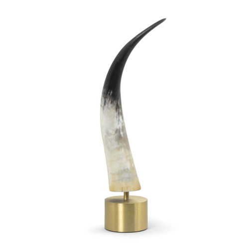 Daylon Horn Large sculpture: natural horn with matte finish on a brass base.