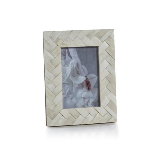Bengkulu Bone Braided Photo Frame 4x6 | Bone & Brass