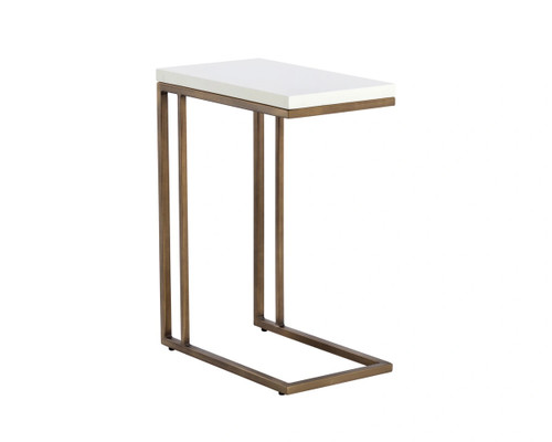 Sawyer End Antique Brass - White Table